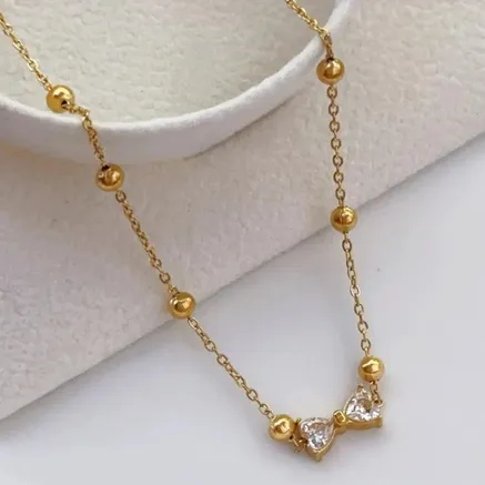  Bow Rhinestone Stainless Steel necklace