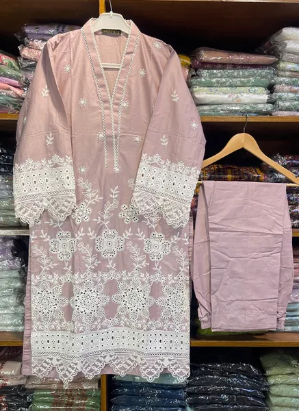 Pakistani Original Hayat's Cotton Embroidered Stitched 2Pcs _ Ligth Lavender