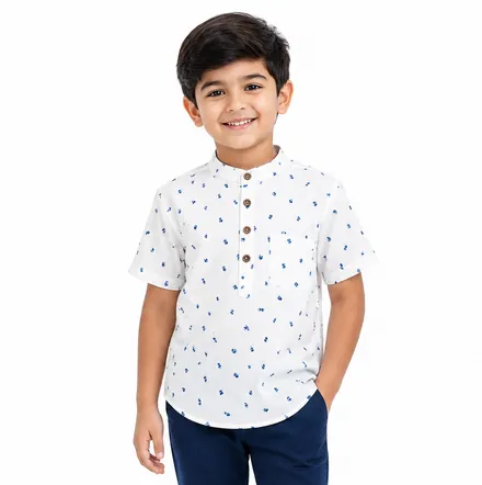 Boys White Printed Shirt – 2-8 Years