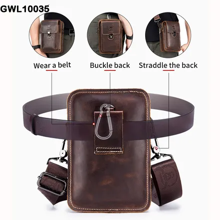 Crazy Horse Genuine Leather One-Shoulder Waist Bag