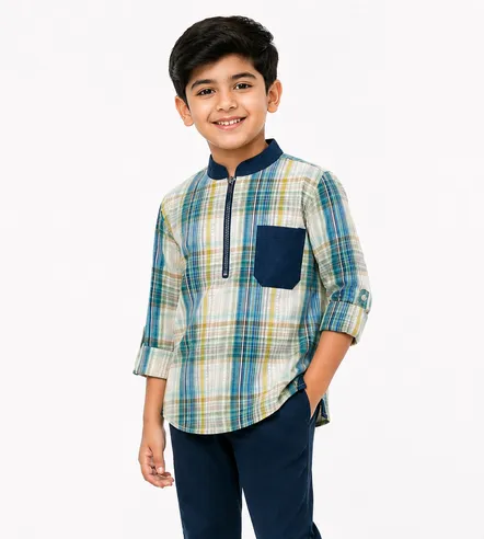 Light Check Boys Zip Shirt – 2-8 Years