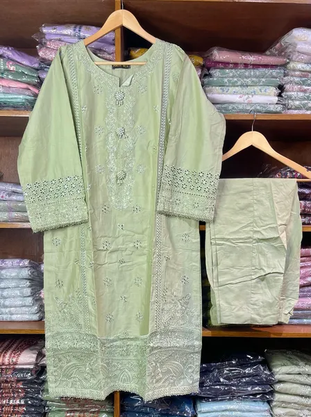 Pakistani Original Hayat's Cotton Embroidered Stitched 2Pcs _ Mint