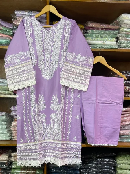 Pakistani Original Hayat's Cotton Embroidered Stitched 2Pcs _ Lavender