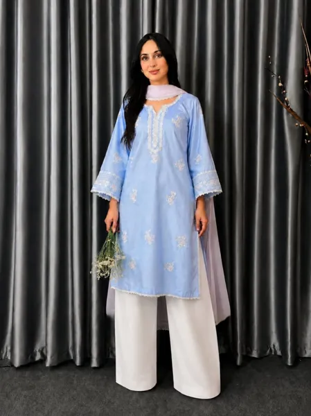 Premium Embroidered Three-Piece Set for Women  