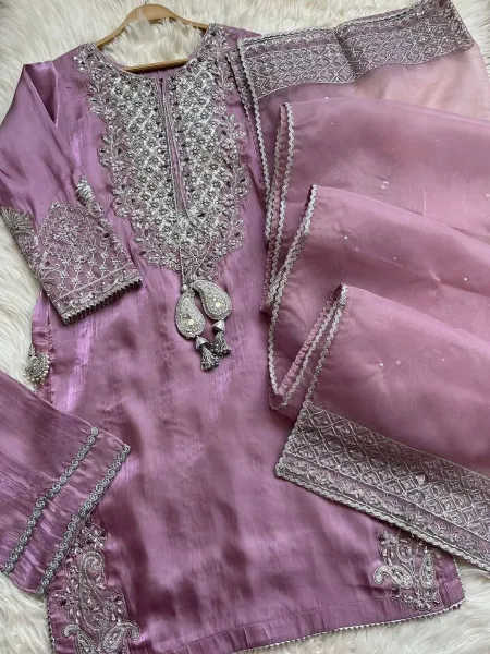 Original Pakistani Boutique Luxury Silk Stitched 3Pcs _ Onion