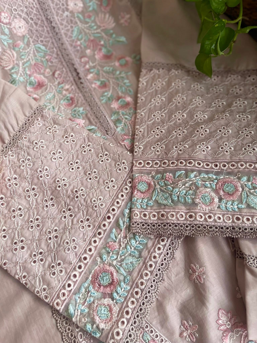 Pakistani Original Hayat’s Luxury Cotton Stitched 3Pcs _ Light Pink 