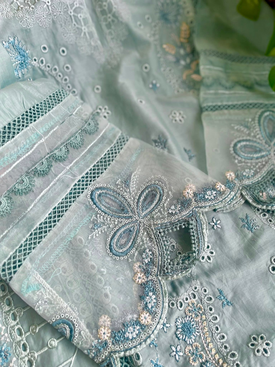 Pakistani Original Hayat’s Luxury Cotton Stitched 3Pcs _ Aqua 
