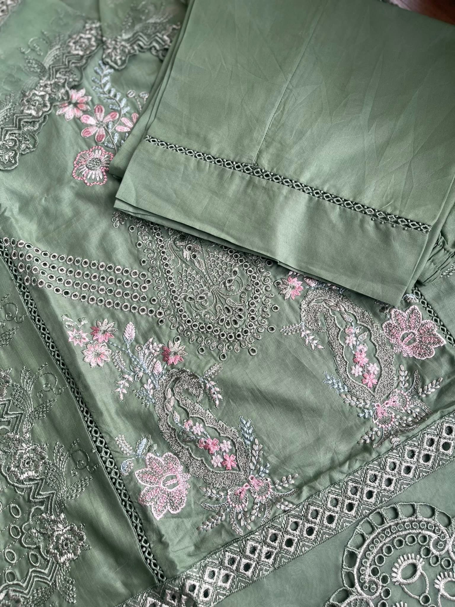 Pakistani Original Hayat’s Luxury Cotton Stitched 3Pcs _ Green 
