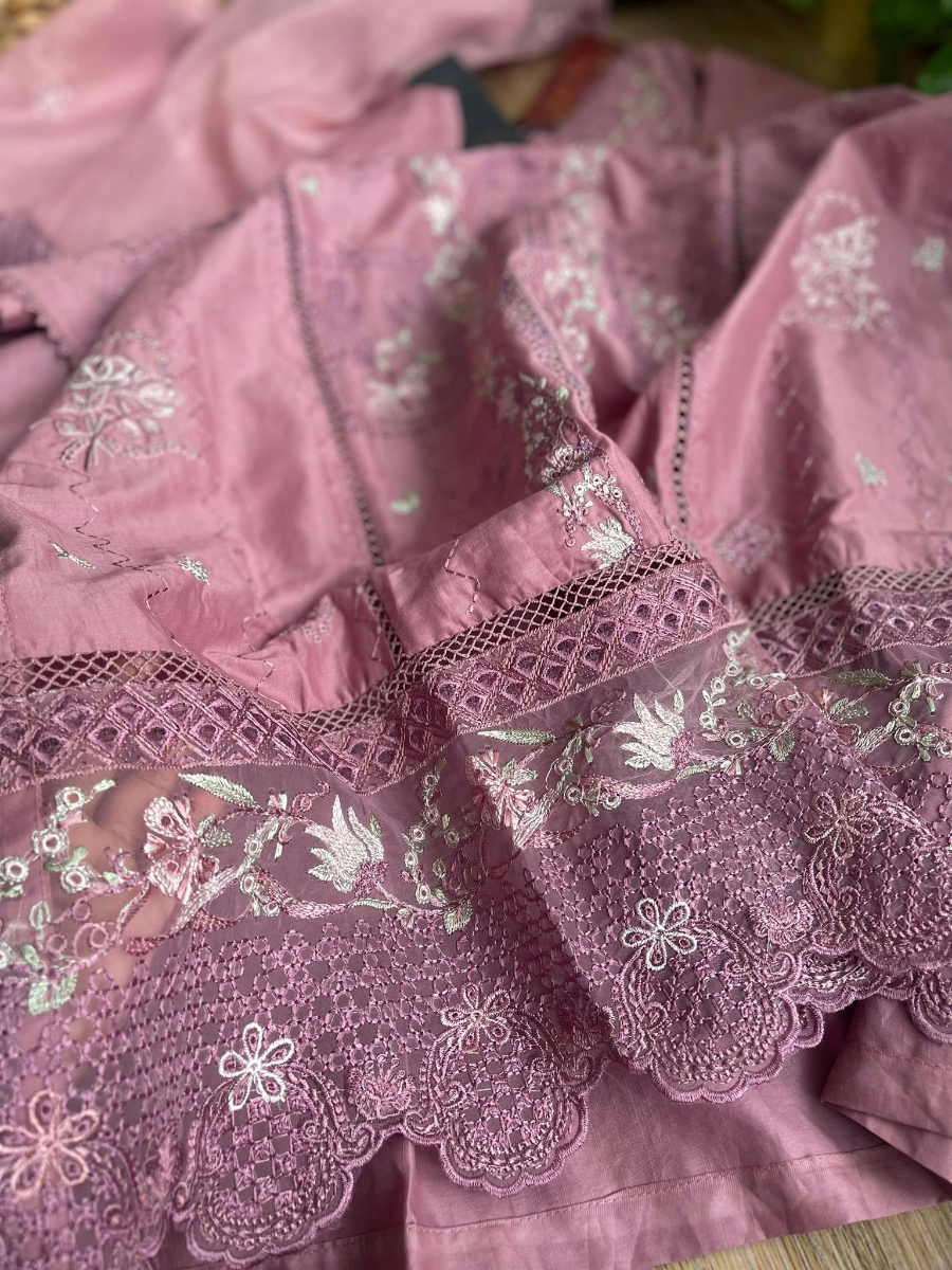 Pakistani Original Hayat’s Luxury Cotton Stitched 3Pcs _ Mauve