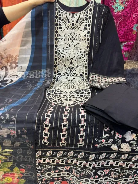 Elegant Solid Color Swizz Lawn Dress with Laser Cut Details