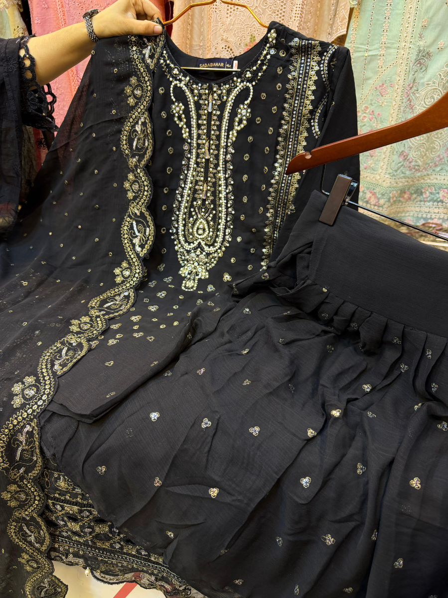 Premium Chiffon Gharara with Artisan Detailing