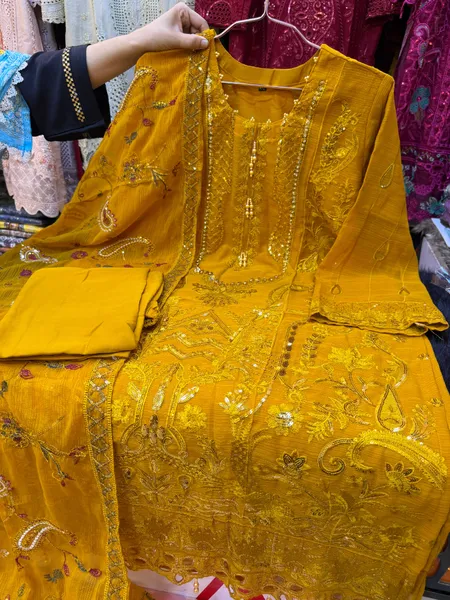 White Gold Embroidered Suit with Sateen Inner