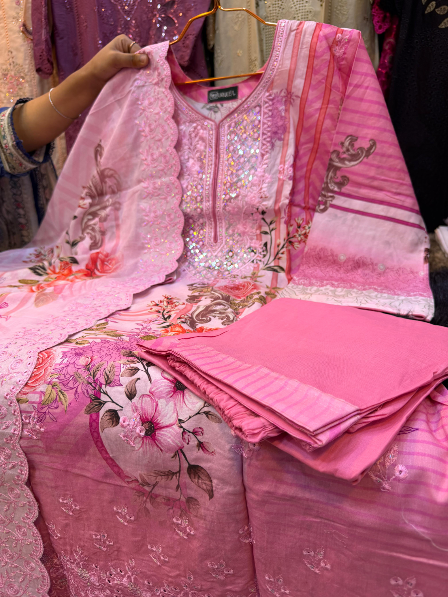 Swizz Lawn Printed Farshi Suit with Cotton Dupatta