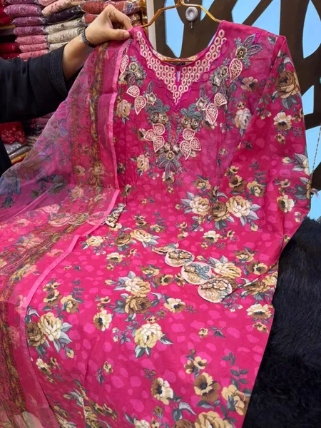 Pakistani Swizz Cotton Printed Suit with Farsi Salwar