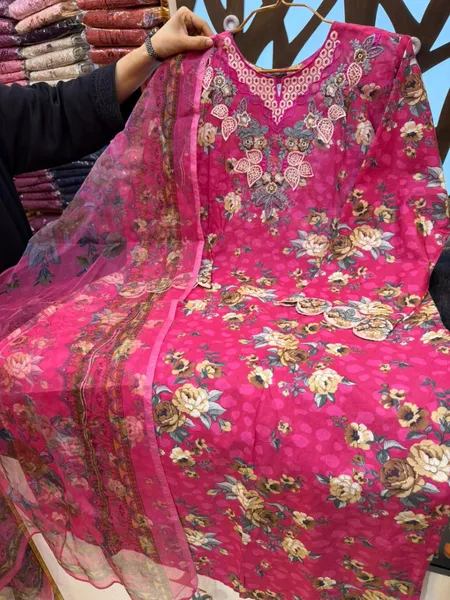 Pakistani Swizz Cotton Printed Suit with Farsi Salwar