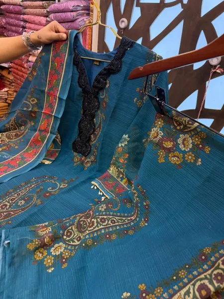 Elegant Georgette Palazzo Set with Decorative Panel Work