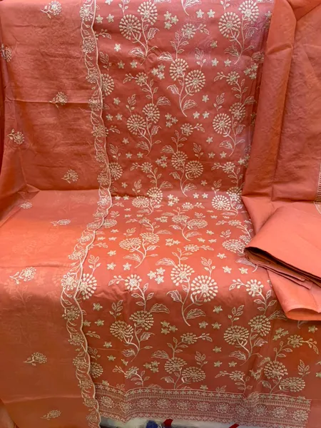 Pakistani-Inspired All-Over Floral Embroidered Swiss Lawn Three-Piece Suit (Unstitched) 