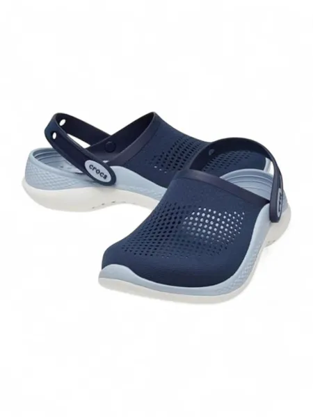 Black & Gray Crocs-Style Clogs—Breathable Comfort with White Sole