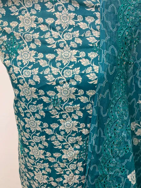 টিল ফ্লোরাল থ্রি পিস ড্রেস সেট 