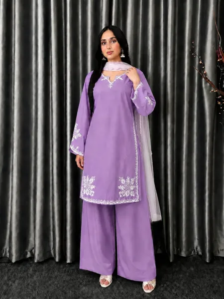 Premium Embroidered Three-Piece Set for Women  