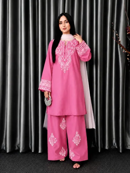 Premium Embroidered Three-Piece Set for Women 