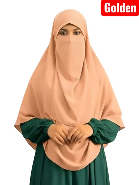 প্রিমিয়াম কেপ রেডি হিজাব ৩০/৯০ইঞ্চি Colour_Golden