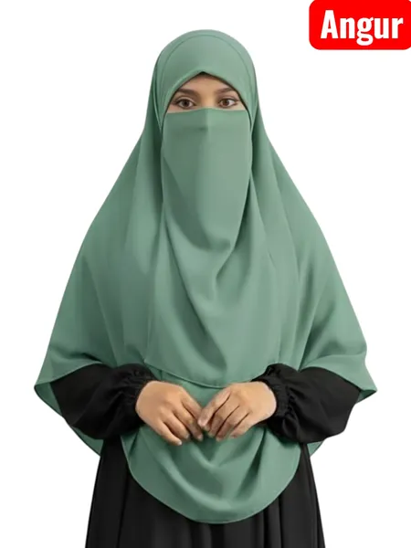 প্রিমিয়াম কেপ রেডি হিজাব ৩০/৯০ইঞ্চি Colour_Angur