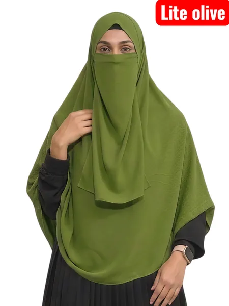 প্রিমিয়াম কেপ রেডি হিজাব ৩০/৯০ইঞ্চি Colour_Lite Olive