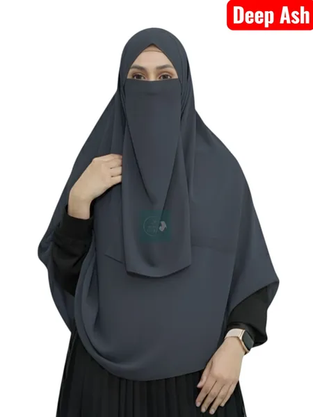 প্রিমিয়াম কেপ রেডি হিজাব ৩০/৯০ইঞ্চি Colour_Deep Ash