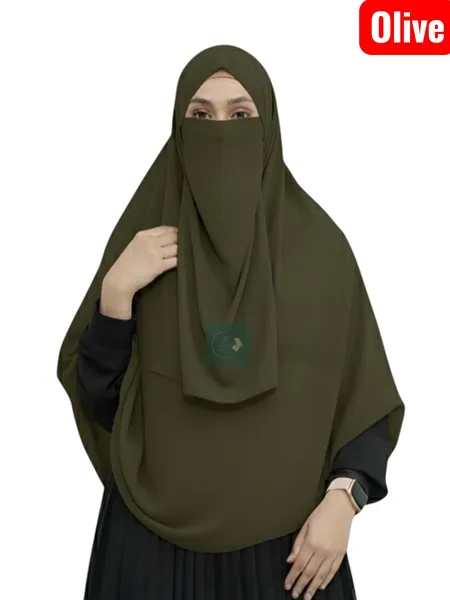 প্রিমিয়াম কেপ রেডি হিজাব ৩০/৯০ইঞ্চি Colour_Olive