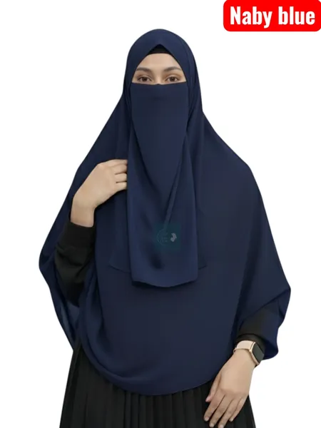 প্রিমিয়াম কেপ রেডি হিজাব ৩০/৯০ইঞ্চি Colour_Naby Blue