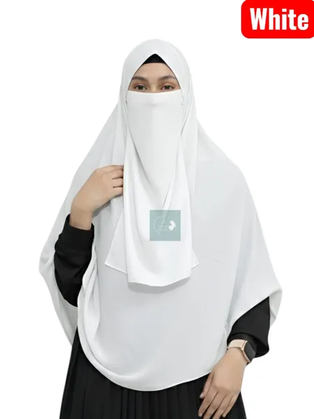 প্রিমিয়াম কেপ রেডি হিজাব ৩০/৯০ইঞ্চি Colour_White