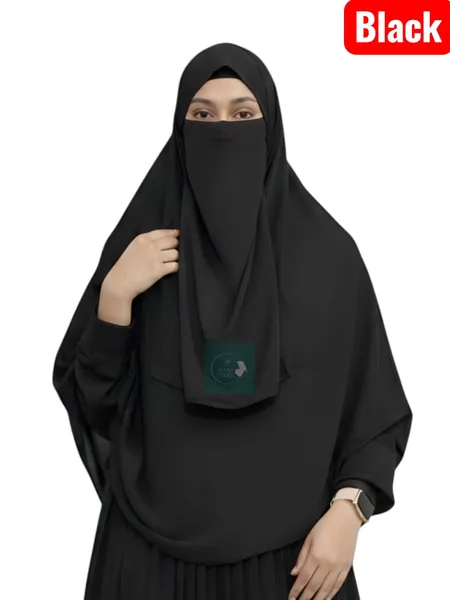 প্রিমিয়াম কেপ রেডি হিজাব ৩০/৯০ইঞ্চি Colour_Black