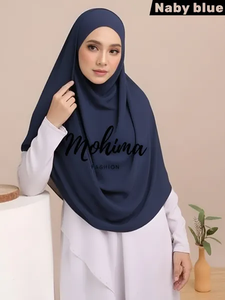 ডাবল লুপ রেডি হিজাব ৩০/৮১ইঞ্চি Colour~Naby blue