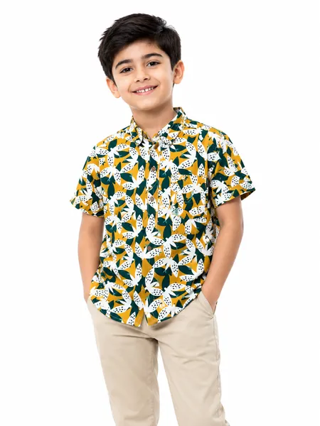 Mustard Floral Boys Shirt – 2-8 Years