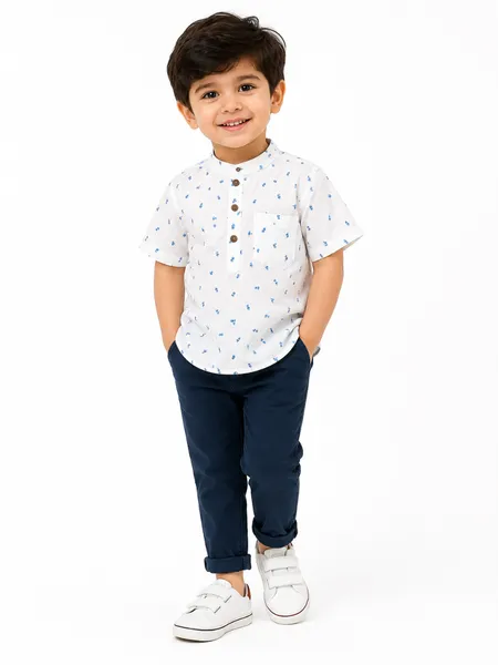 Boys White Printed Shirt – 2-8 Years