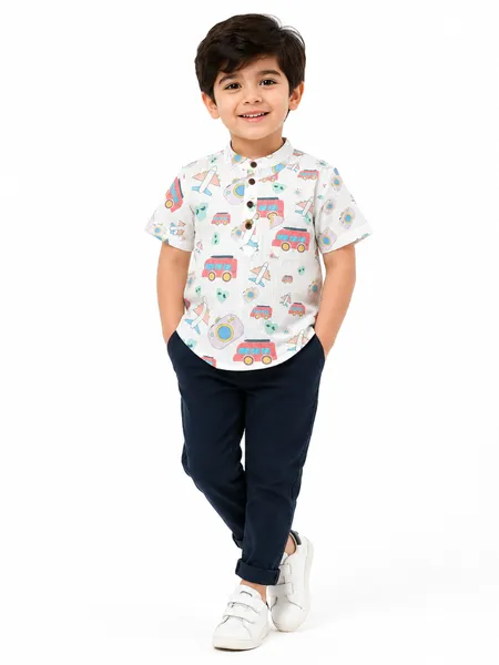 Boys Vehicle Print Shirt