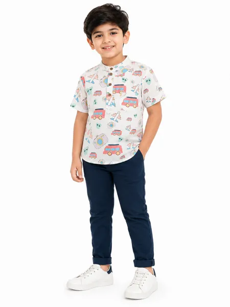 Boys Vehicle Print Shirt