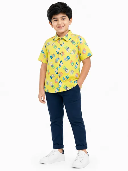 Baby Boss Boys Travel Print Half Sleeve Shirt
