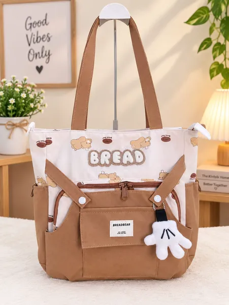 Bread Bear Multi-Pocket Tote Bag 