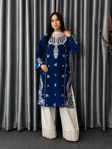 Premium Embroidered Three-Piece Set for Women 