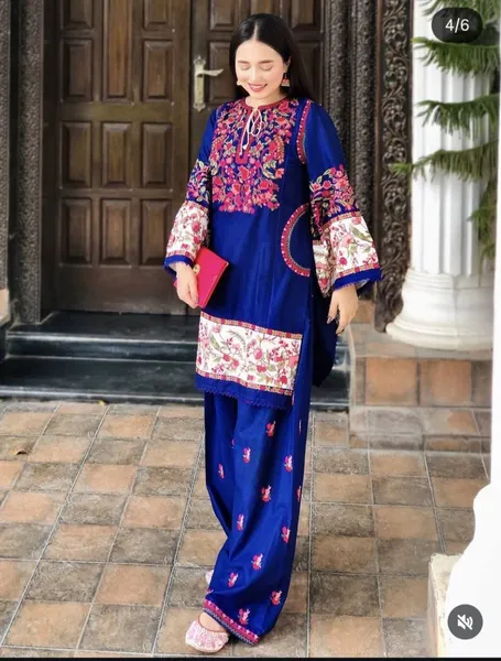 Pakistani Original Cotton Stitched 2Pc(Kamiz & pant) By Embrozia _ Navy Blue