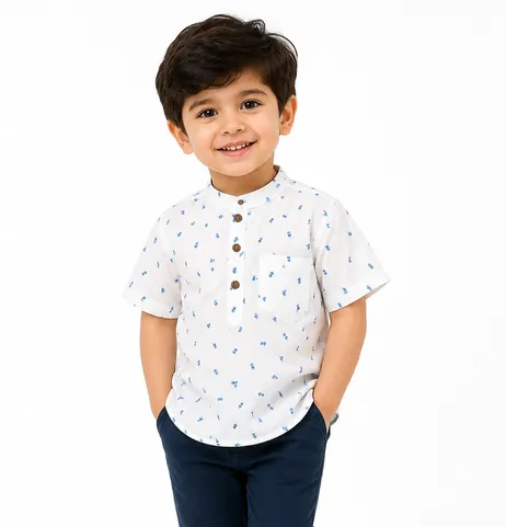 Boys White Printed Shirt – 2-8 Years