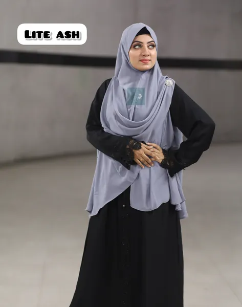 জিপার সিস্টেম এক্সট্রা লার্জ হিজাব Colour Name-Lite Ash