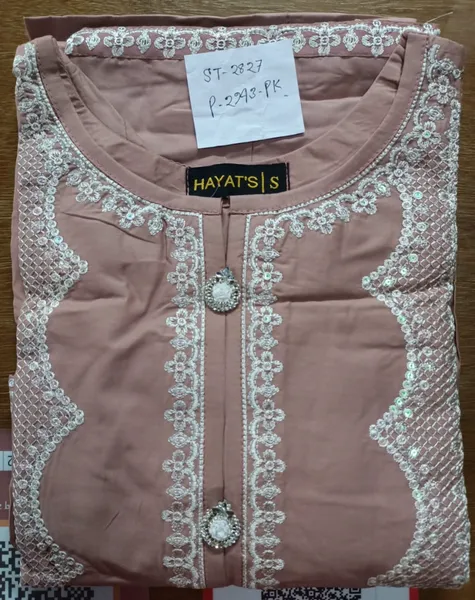 Pakistani Original Hayat's Cotton Embroidered Stitched 2Pcs _ Pink