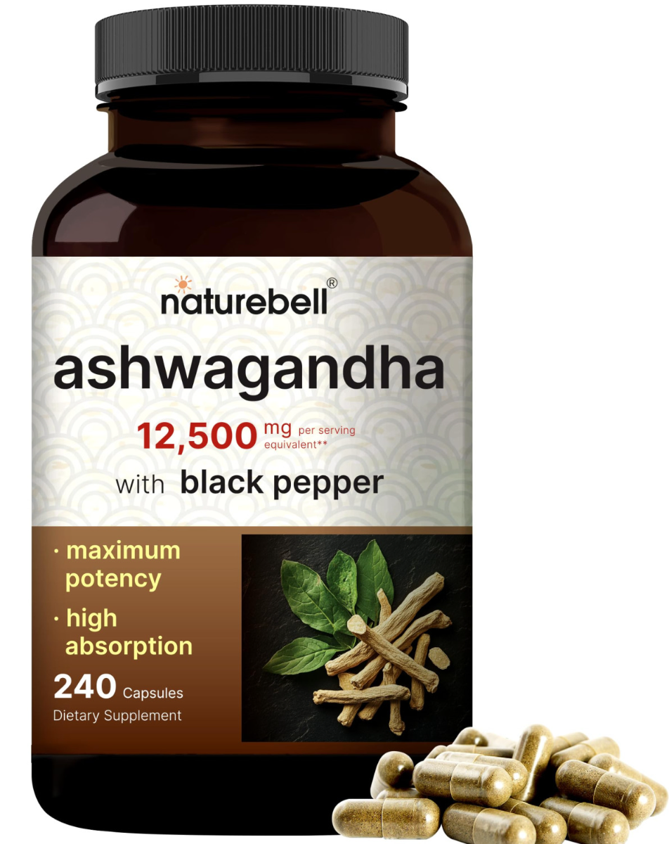 NatureBell Ashwagandha Root with Black Pepper Extract - 240 Capsules