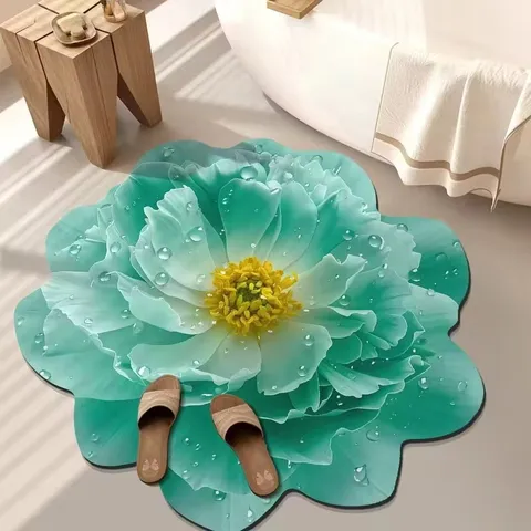 3D Floral Non-Slip Absorbent Floor Mat