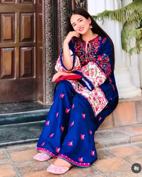 Pakistani Original Cotton Stitched 2Pc(Kamiz & pant) By Embrozia _ Navy Blue