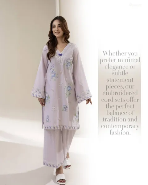Pakistani Original Adan's Libas Embroidered Coord sets _ Light Lilac