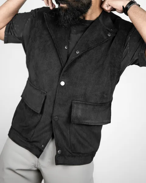 Basics Cord Gilet In Black